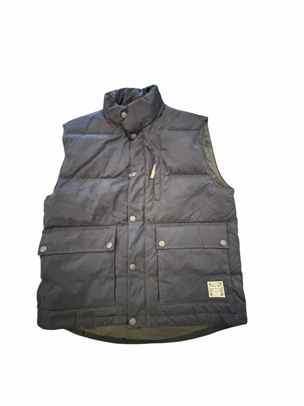 EDDIE BAUER Weather Edge Goose Down Vest Men's Medium Navy Blue Warm Puffer